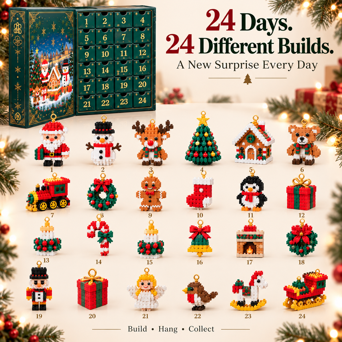 🎅 Christmas Countdown Brick Building Advent Calendar For Families