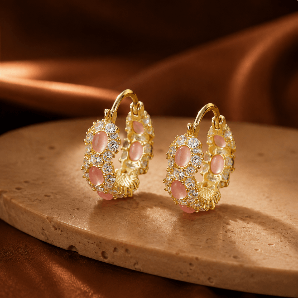 Astra Cat's Eye Gold Earrings