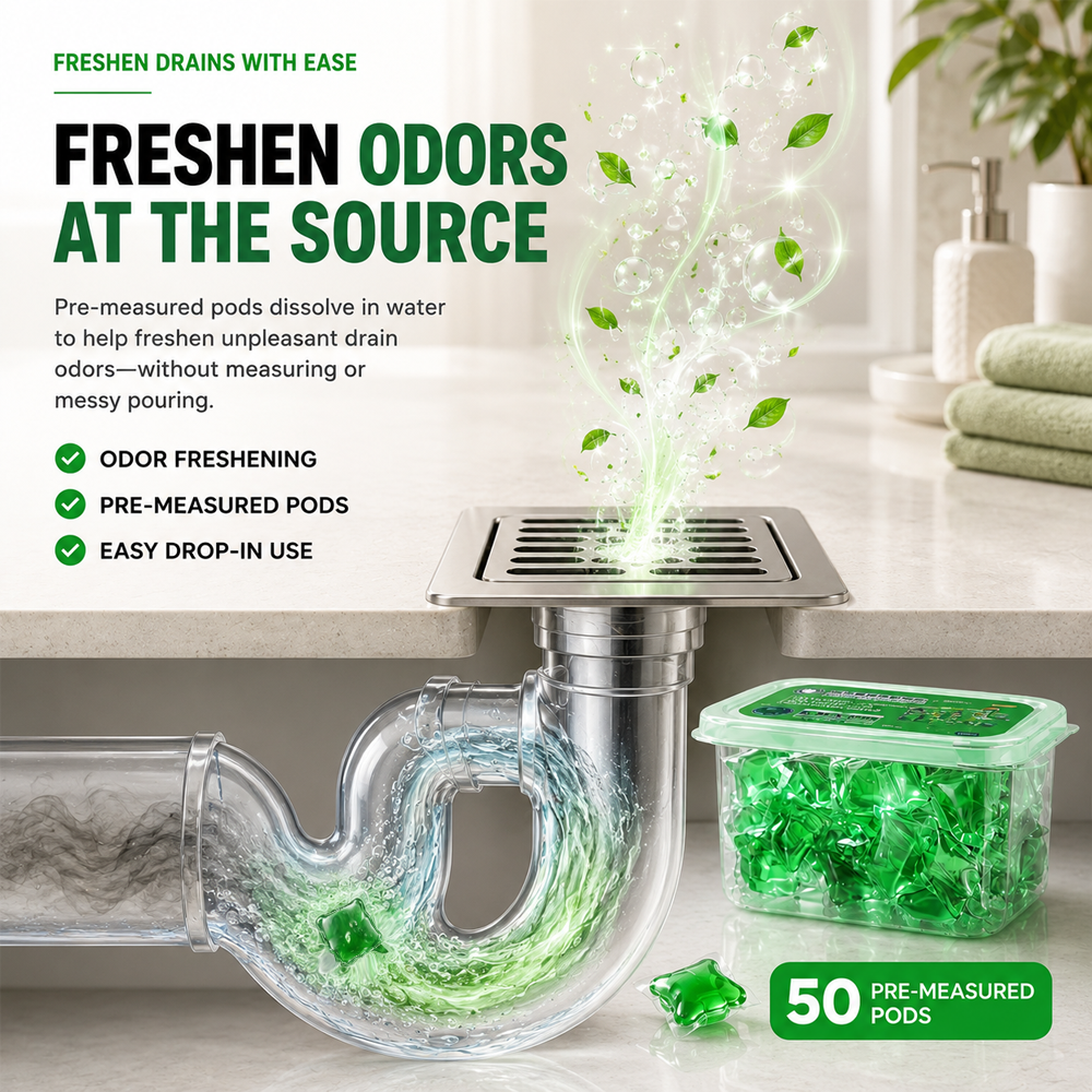 ⏳ FINAL 24 HOURS · 50% OFF💧 Drain Deodorizer Capsules – Drop In For Fresher Drains