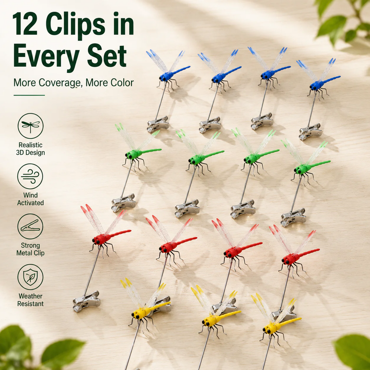 Dobryla®🔥💕LAST DAY 50% OFF ✨ Outdoor Fake Dragonfly Rod Clip, Garden Metal Dragonfly Clip