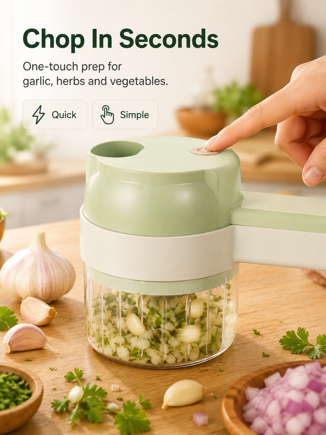 ⏳ FINAL 24 HOURS · 50% OFF 4-in-1 Cordless Electric Vegetable Chopper