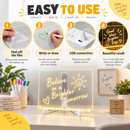Dropavira® Creative Rewritable Acrylic LED Message Board 🎨 (set come with 7 Pens) upsell