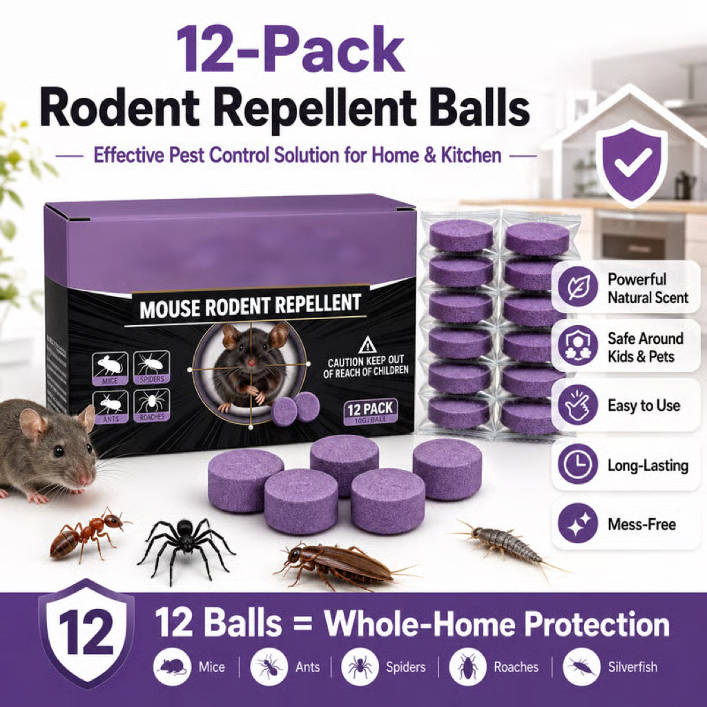 🐭12-Pack Rodent Repellent Balls for Home Kitchen – 🌿 A SCENT BARRIER THEY DON’T WANT TO STICK AROUND
