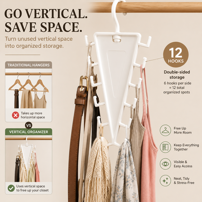⏳ FINAL 24 HOURS · 50% OFF👚 12-Hook Rotating Closet Organizer – Make Room Fast