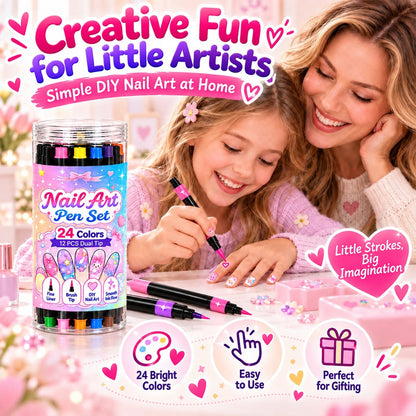 💅 LIMITED‑TIME 50% OFF! 💥 24 Colors Dual Ended Nail Art Pens Set – Creative, Salon‑Quality, Easy DIY ✨