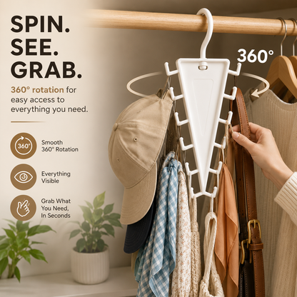 ⏳ FINAL 24 HOURS · 50% OFF👚 12-Hook Rotating Closet Organizer – Make Room Fast