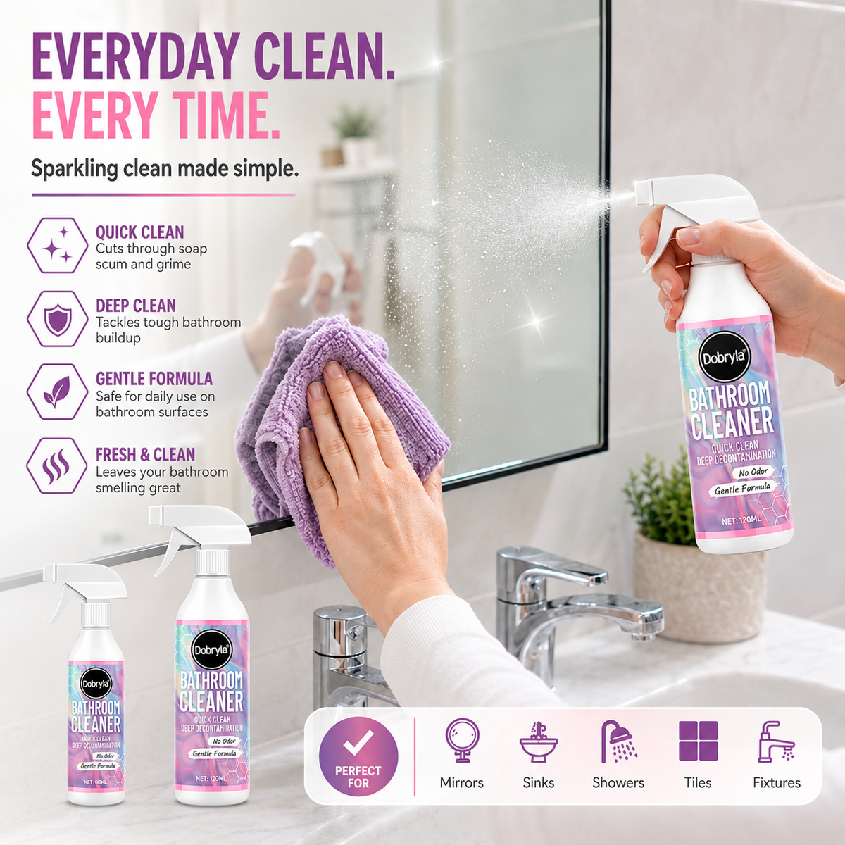 ⏳ FINAL 24 HOURS · 50% OFF🍄 Mold & Grime Gone Fast – Powerful Bathroom Cleaning Spray