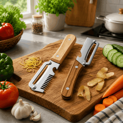 ⏳ FINAL 24 HOURS · 75% OFF ✨3-in-1 Stainless Steel Vegetable Peeler with Wooden Handle & Bottle Opener UPSELL