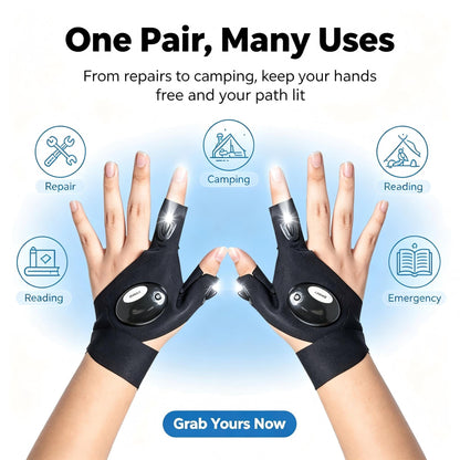 Dropavira® Wearable Finger Torches – Illuminated Gloves for Angling, Camping, DIY & Night Adventures