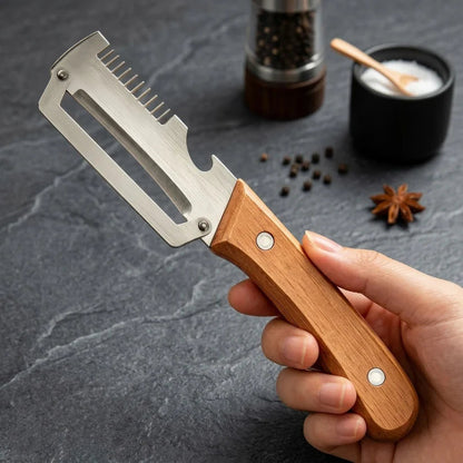 ⏳ FINAL 24 HOURS · 75% OFF ✨3-in-1 Stainless Steel Vegetable Peeler with Wooden Handle & Bottle Opener UPSELL