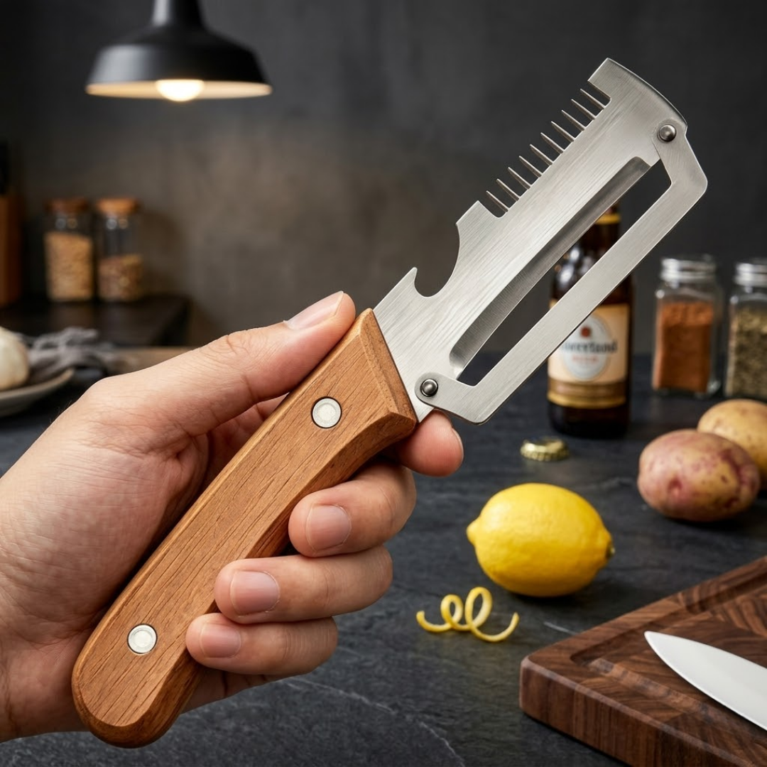⏳ FINAL 24 HOURS · 75% OFF ✨3-in-1 Stainless Steel Vegetable Peeler with Wooden Handle & Bottle Opener UPSELL