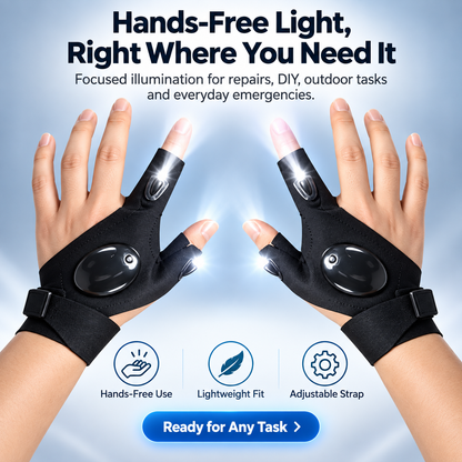 Dropavira® Wearable Finger Torches – Illuminated Gloves for Angling, Camping, DIY & Night Adventures
