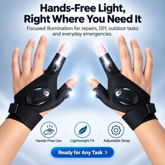 Dropavira® Wearable Finger Torches – Illuminated Gloves for Angling, Camping, DIY & Night Adventures