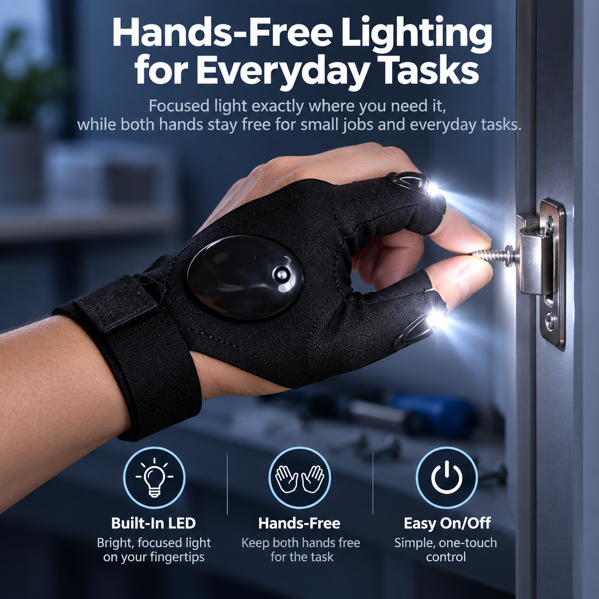 Dropavira® Wearable Finger Torches – Illuminated Gloves for Angling, Camping, DIY & Night Adventures