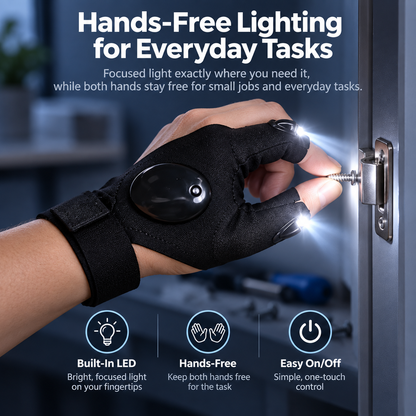 Dropavira® Wearable Finger Torches – Illuminated Gloves for Angling, Camping, DIY & Night Adventures
