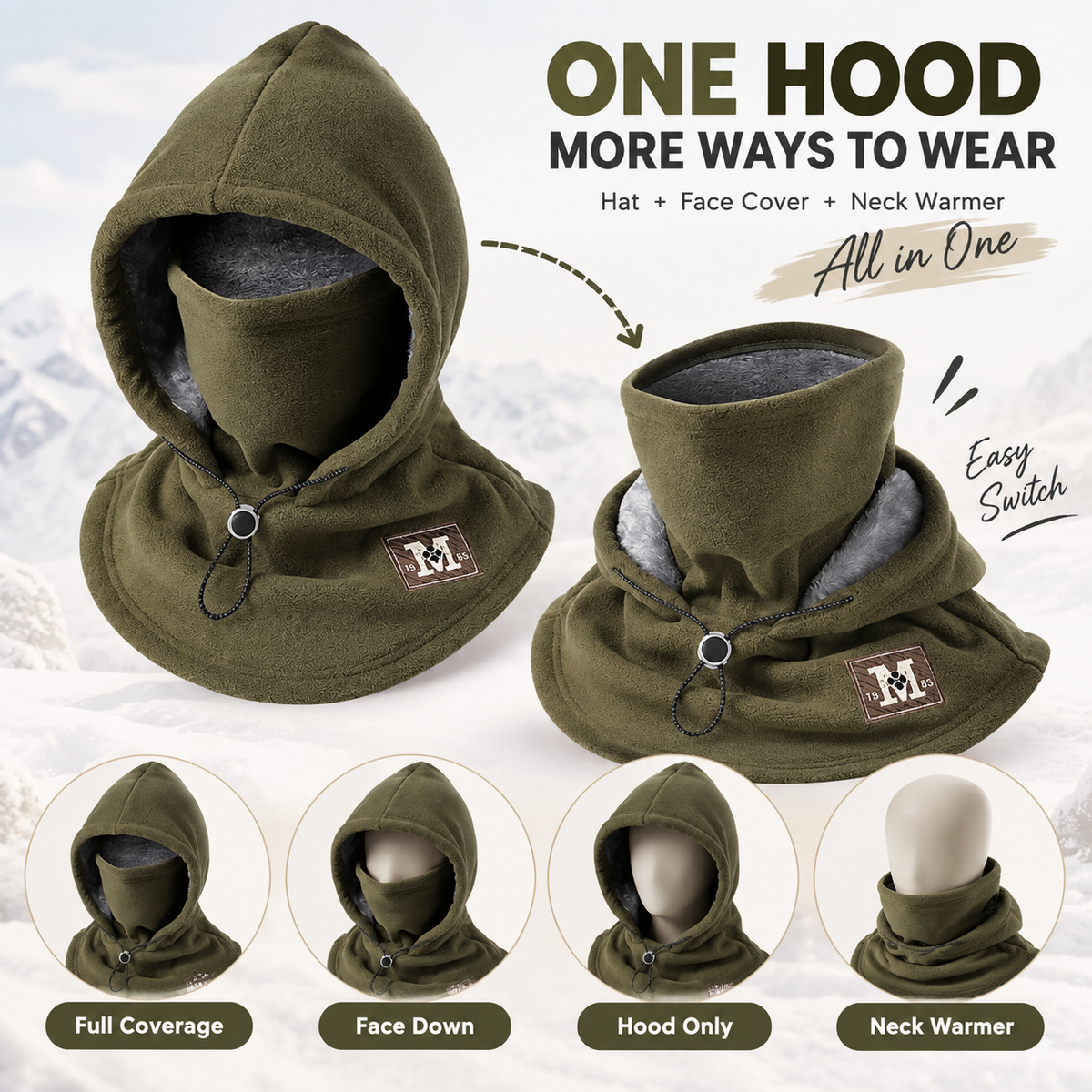 ❄️3-in-1 Winter Fleece Balaclava Hood - 🧣Warm Face, Ear & Neck Cover