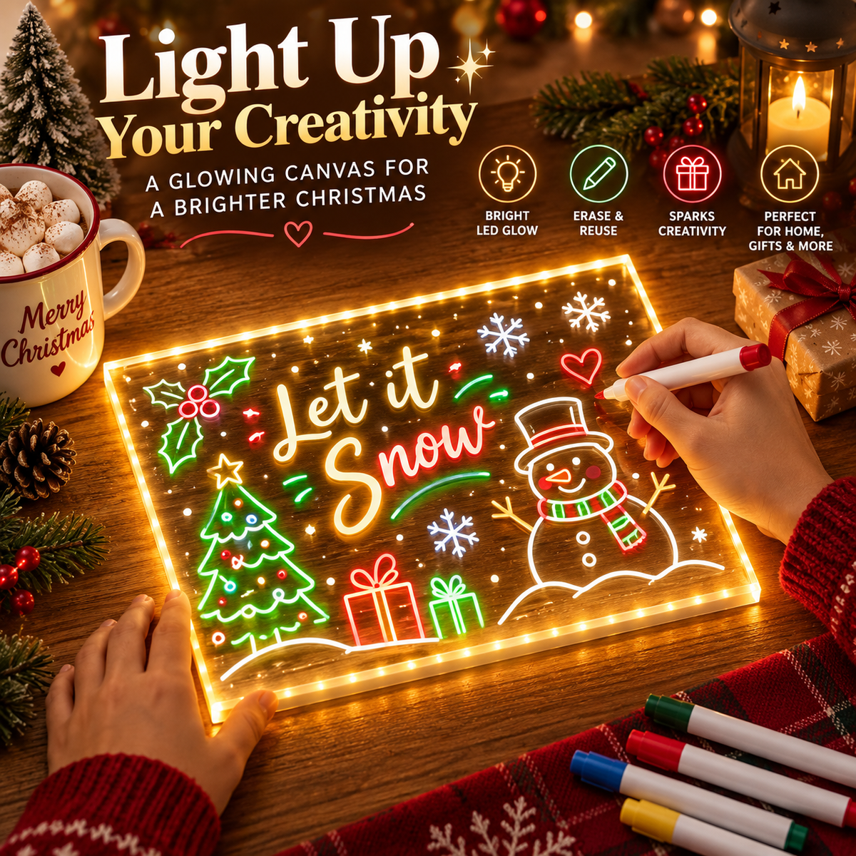Dropavira® Creative Rewritable Acrylic LED Message Board 🎨 (set come with 7 Pens) upsell