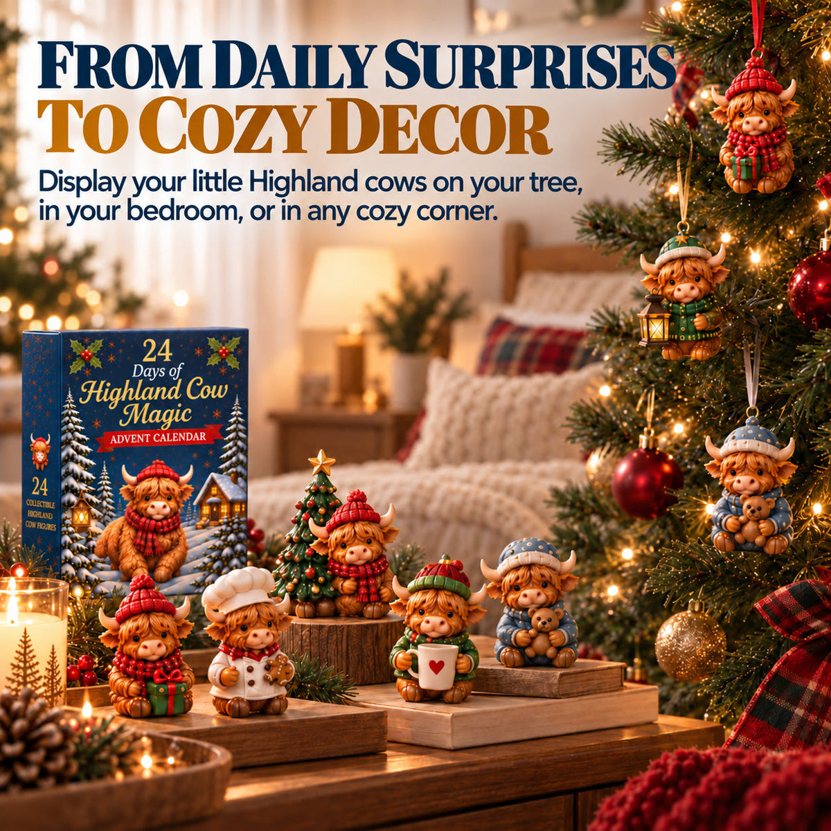 🐮 24 Days Highland Cow Advent Calendar With 24 Mini Surprises