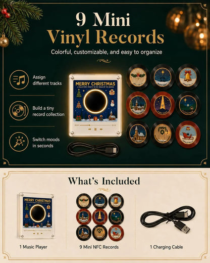 🎶Christmas Vinyl Player Fridge Record NFC Magnetic Music Box Set