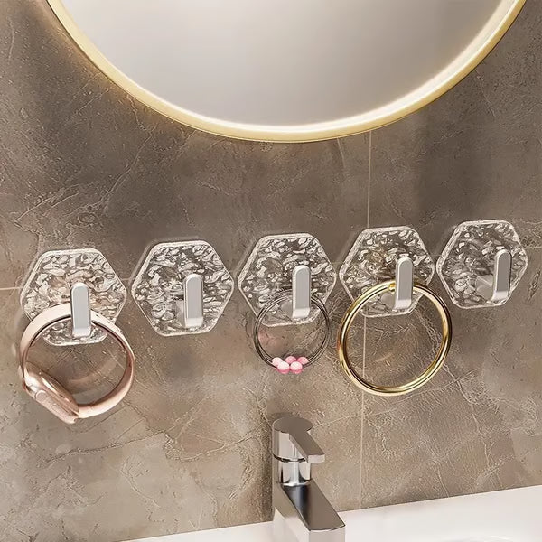 Hexagonal Ripple Heavy Duty Hooks for Bathroom, Kitchen & Household Organization