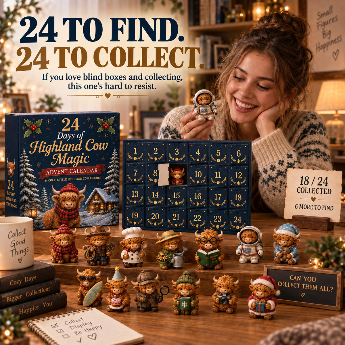 🐮 24 Days Highland Cow Advent Calendar With 24 Mini Surprises