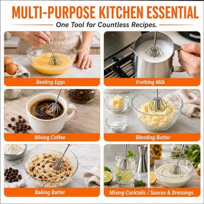 ⏳ FINAL 24 HOURS · 50% OFF🥄Stainless Steel Hand-Push Rotary Whisk – Mix Faster With Less Wrist Effort