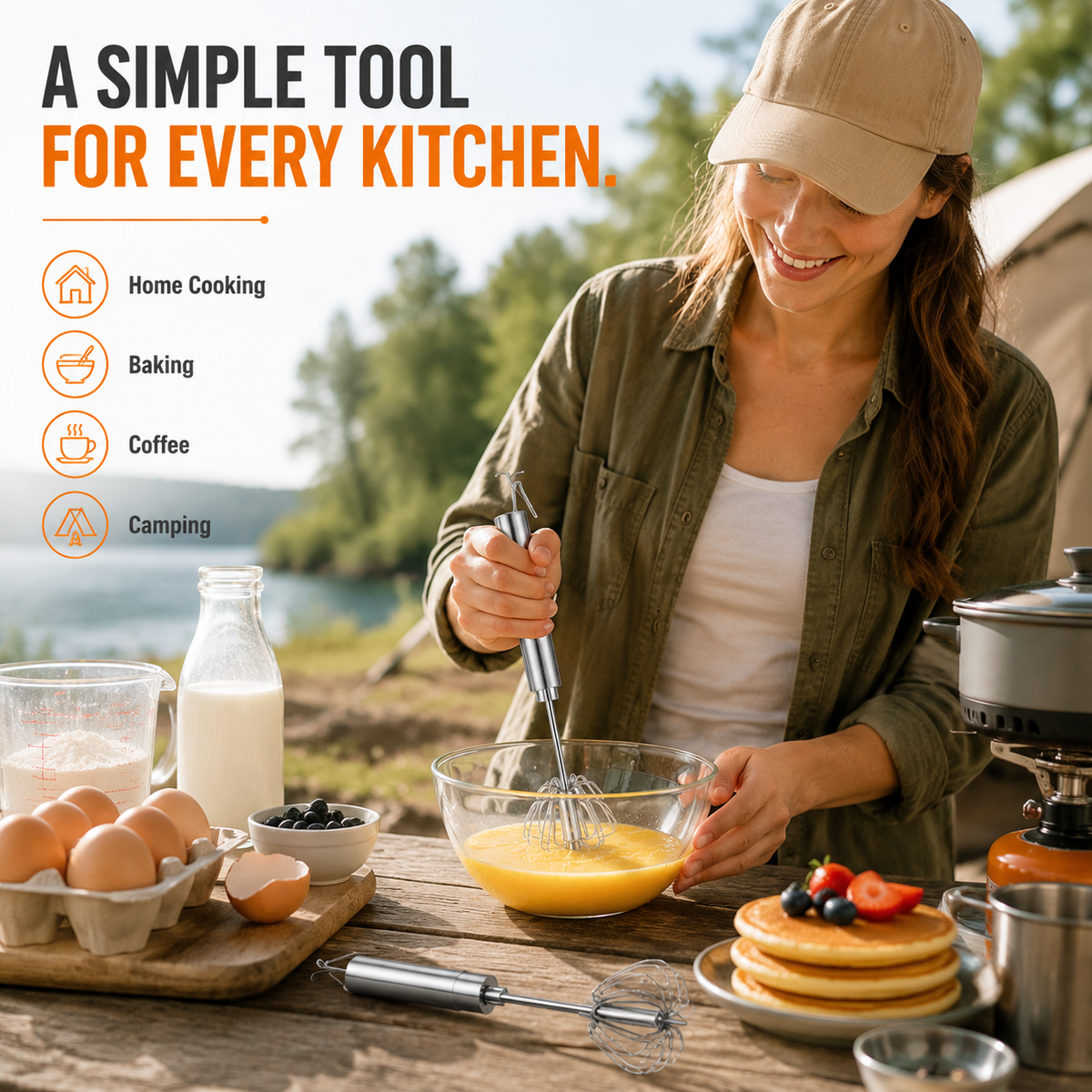 ⏳ FINAL 24 HOURS · 50% OFF🥄Stainless Steel Hand-Push Rotary Whisk – Mix Faster With Less Wrist Effort