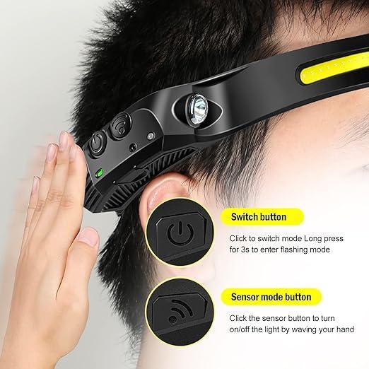 💡 Rechargeable LED Headlamp with 230° Wide Beam & Motion Sensor