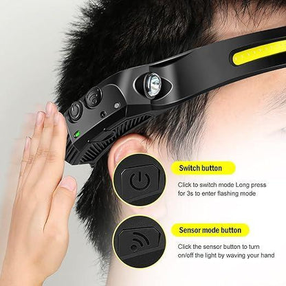 💡 Rechargeable LED Headlamp with 230° Wide Beam & Motion Sensor