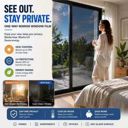 ⏳ FINAL 24 HOURS · 50% OFF✨One-Way Mirror Window Film – Heat Control & UV Protection