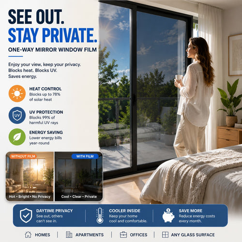 ⏳ FINAL 24 HOURS · 50% OFF✨One-Way Mirror Window Film – Heat Control & UV Protection