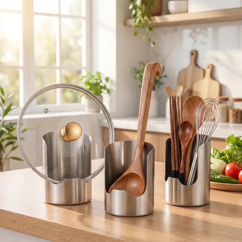 ✨LAST DAY 70% OFF ✨Thickened Stainless Steel Utensil Organizer, Rust Resistant Easy to Clean