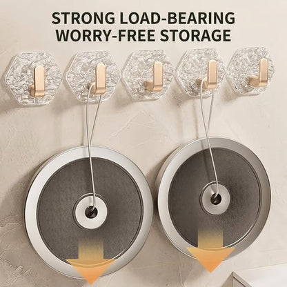 Hexagonal Ripple Heavy Duty Hooks for Bathroom, Kitchen & Household Organization