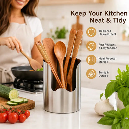 ✨LAST DAY 70% OFF ✨Thickened Stainless Steel Utensil Organizer, Rust Resistant Easy to Clean