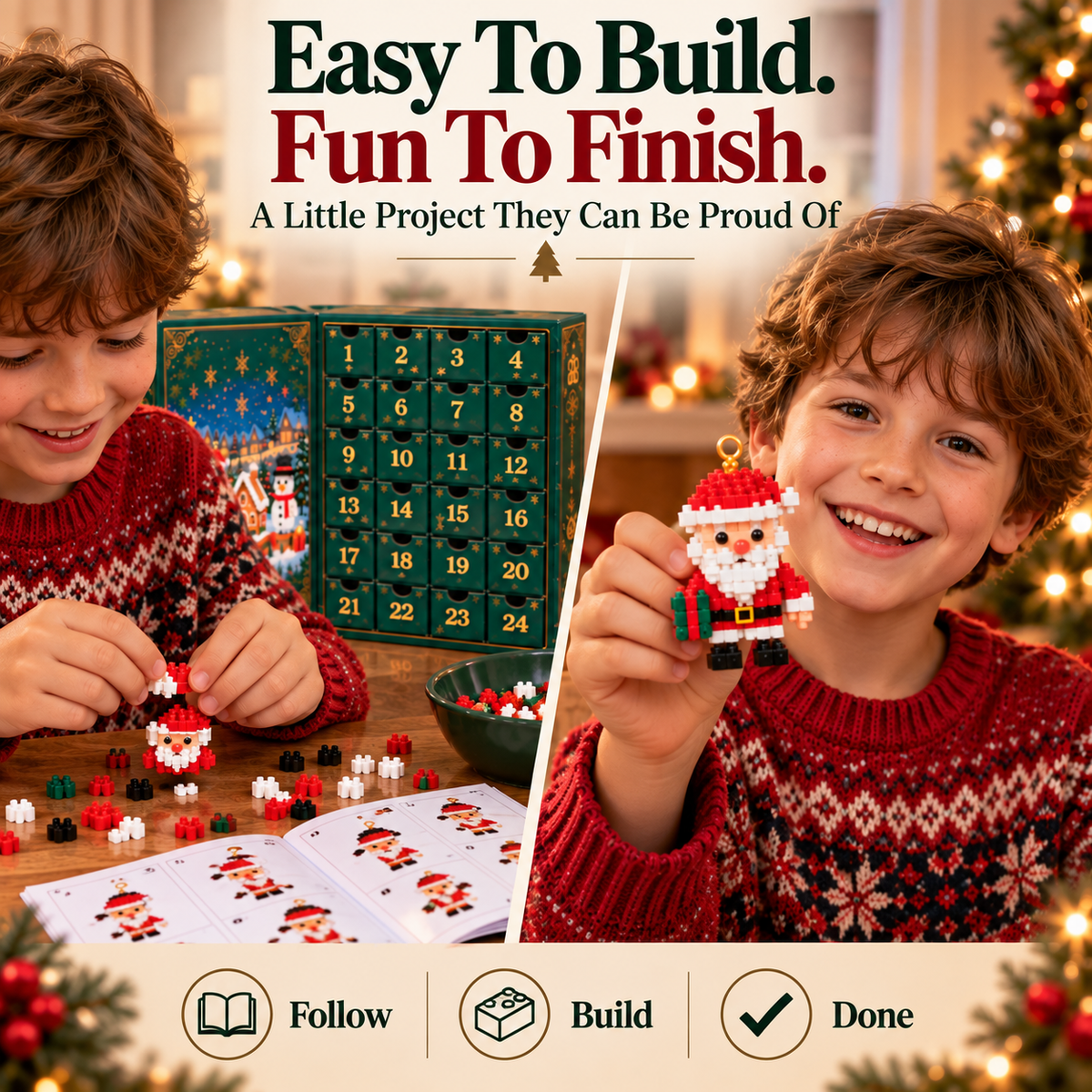 🎅 Christmas Countdown Brick Building Advent Calendar For Families