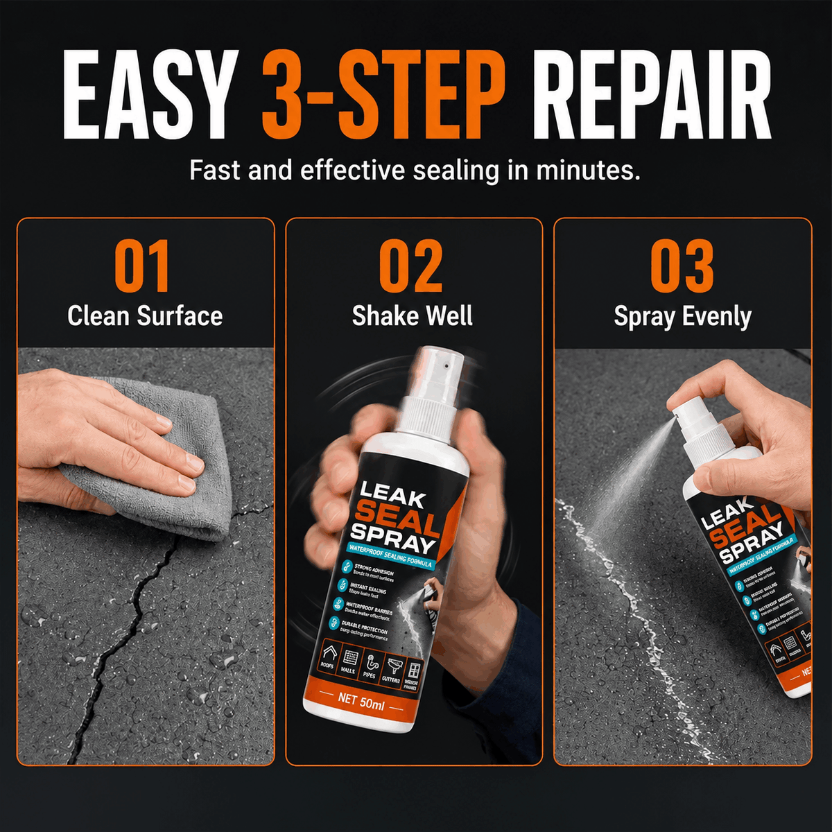 ⏳ FINAL 24 HOURS · 50% OFF💧 Leak Repair Sealing Spray – Cover Small Cracks Without Mixing