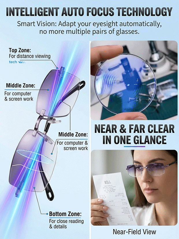 ⏳LAST DAY 50% OFF ✨[Regain Your Youthful Vision] Smart Zoom Diamond-Cut Reading Glasses