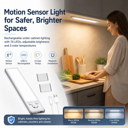 💡 Motion Sensor Cabinet Light – No Wiring Needed