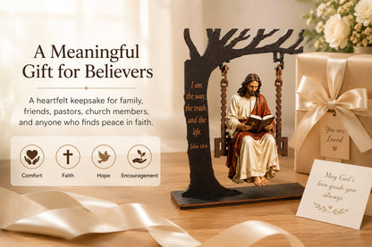 ✝️  Jesus Swing Ornament – John 14:6 Faith Table Decor | Christian Bible Verse Home Decoration