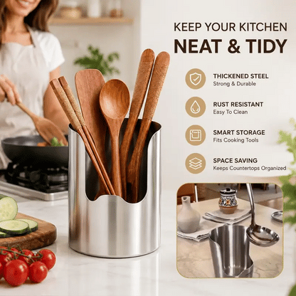 🔥Thickened Stainless Steel Utensil Organizer, Rust Resistant Easy to Clean