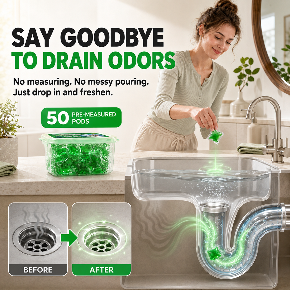 ⏳ FINAL 24 HOURS · 50% OFF💧 Drain Deodorizer Capsules – Drop In For Fresher Drains
