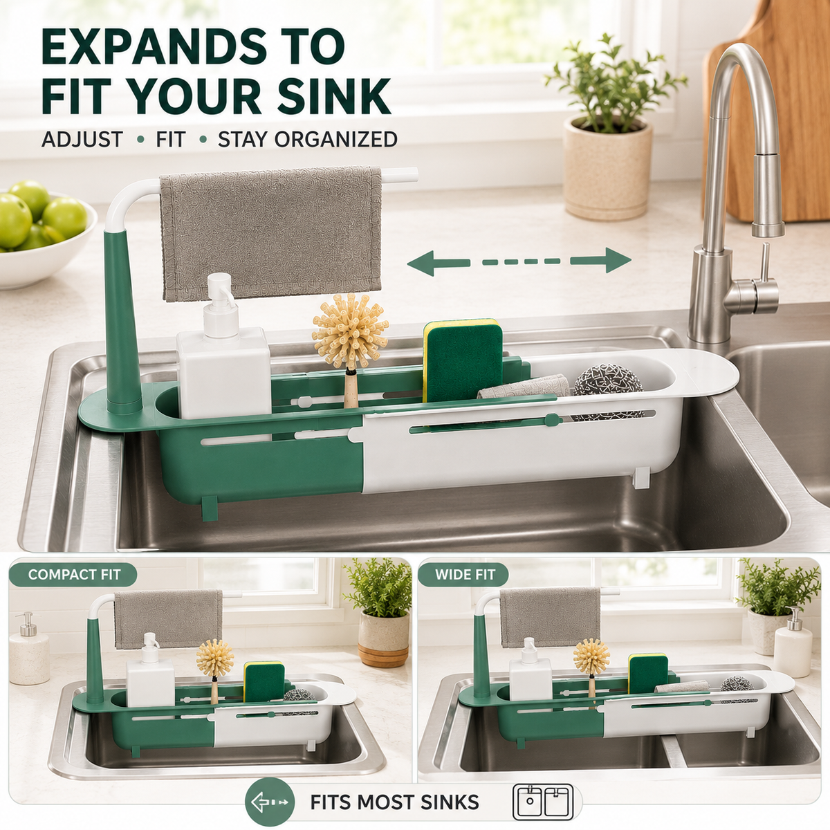 ⏳ FINAL 24 HOURS · 50% OFF✨ Updated Telescopic Sink Storage Rack