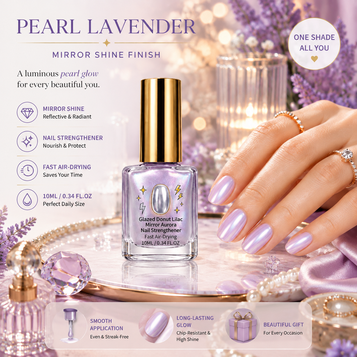 ⏳ FINAL 24 HOURS · 50% OFF💅Lilac Glossy Mirror Nail Strengthener