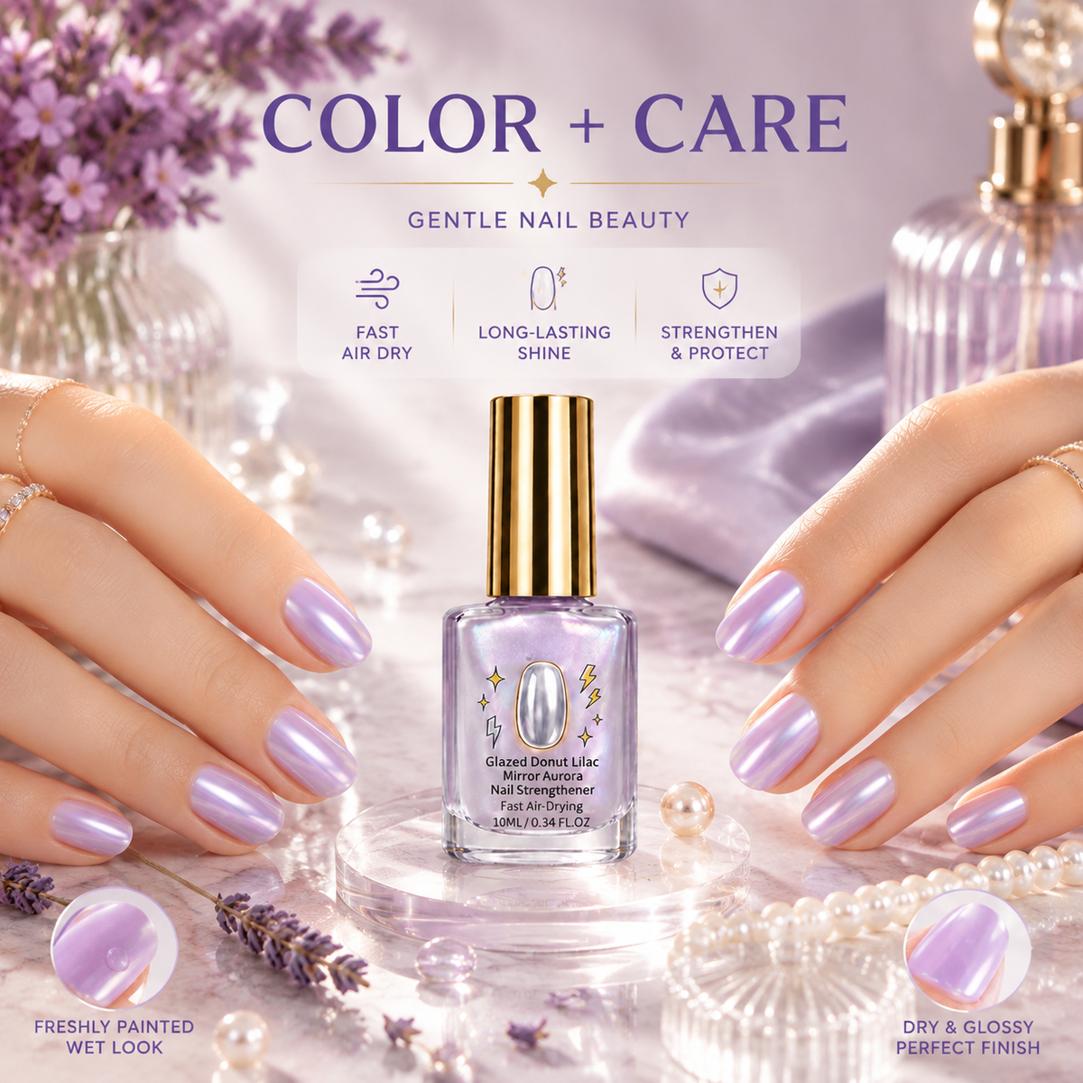 ⏳ FINAL 24 HOURS · 50% OFF💅Lilac Glossy Mirror Nail Strengthener