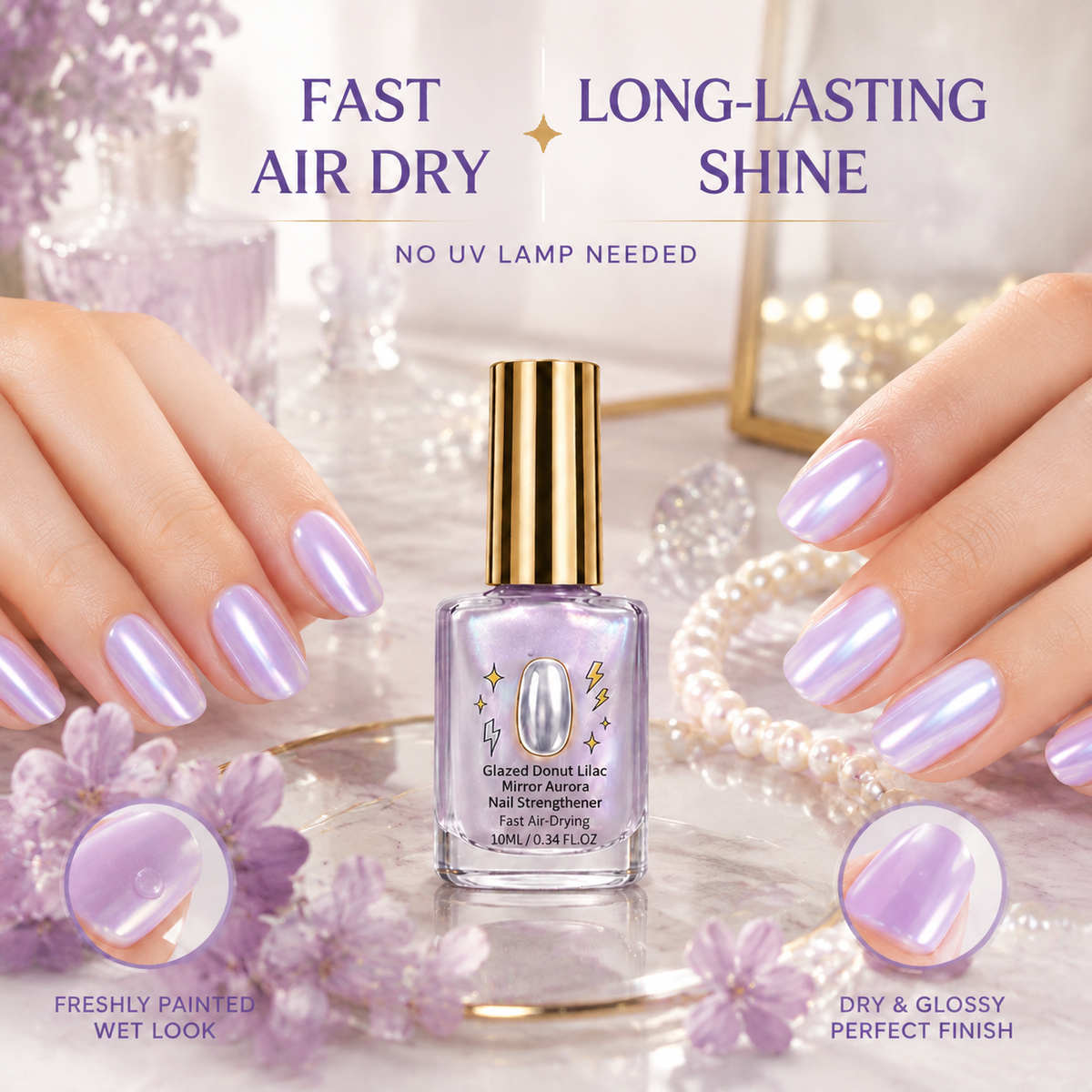 ⏳ FINAL 24 HOURS · 50% OFF💅Lilac Glossy Mirror Nail Strengthener