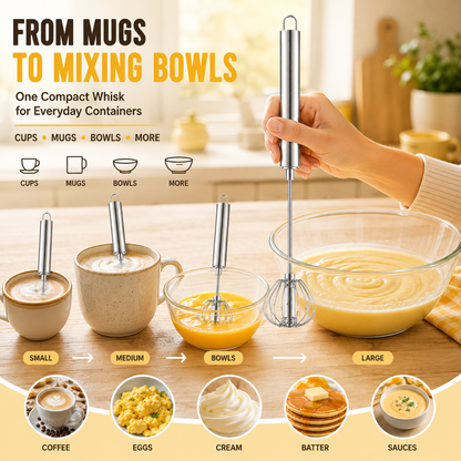 ⏳ FINAL 24 HOURS · 50% OFF🥄Stainless Steel Hand-Push Rotary Whisk – Mix Faster With Less Wrist Effort