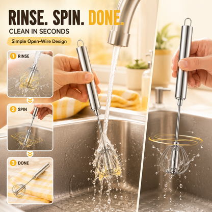 ⏳ FINAL 24 HOURS · 50% OFF🥄Stainless Steel Hand-Push Rotary Whisk – Mix Faster With Less Wrist Effort
