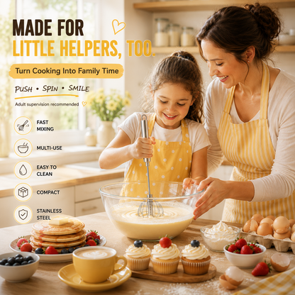 ⏳ FINAL 24 HOURS · 50% OFF🥄Stainless Steel Hand-Push Rotary Whisk – Mix Faster With Less Wrist Effort