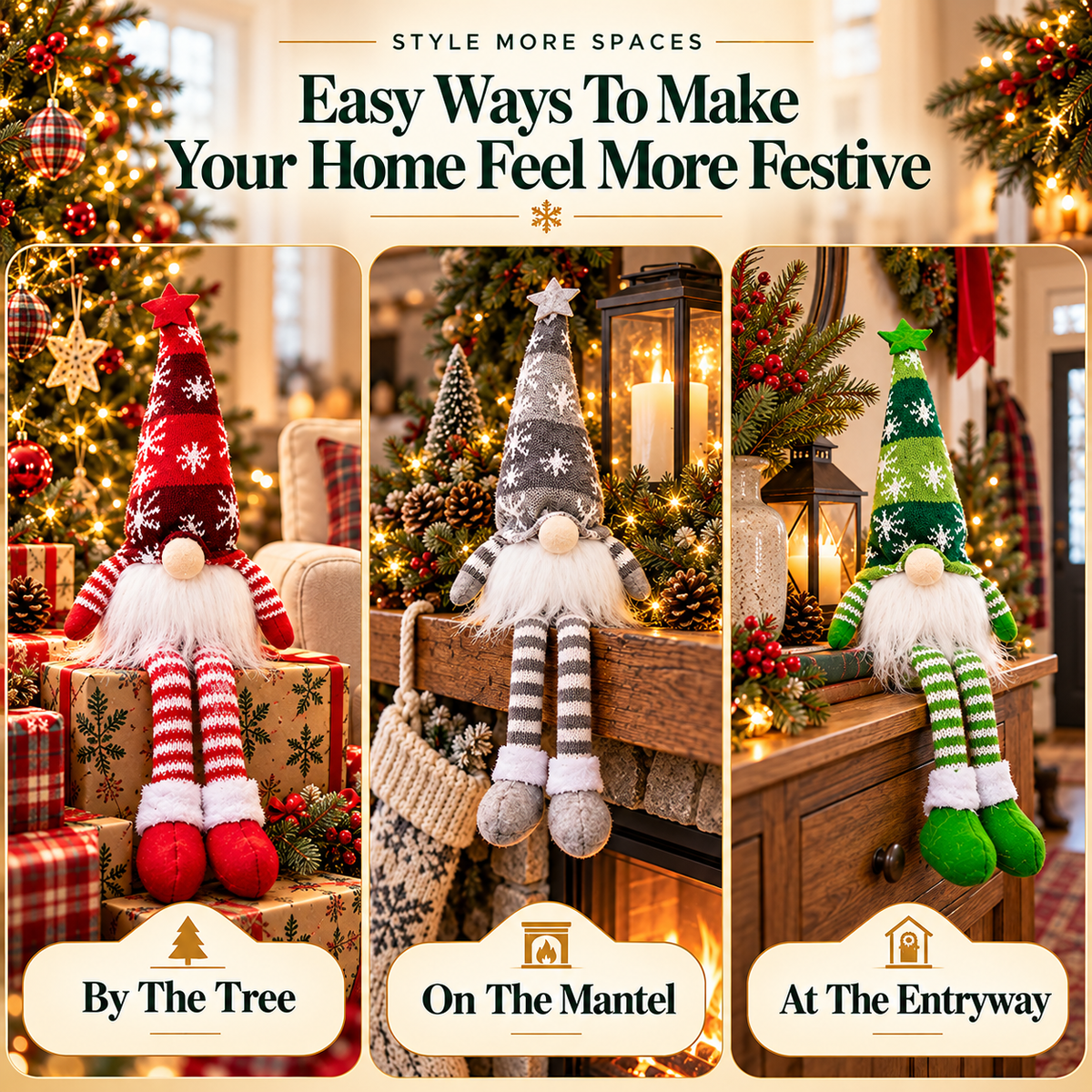 🎄 Christmas Gnome Shelf Sitter with Cozy Holiday Charm