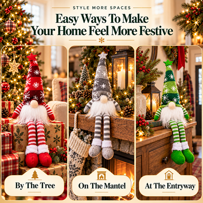 🎄 Christmas Gnome Shelf Sitter with Cozy Holiday Charm